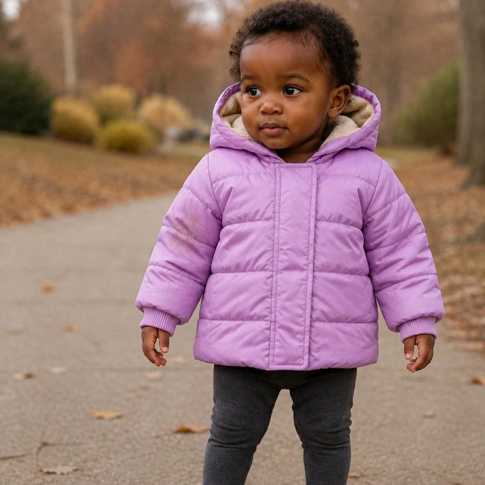 J.Crew Baby Girls Down Puffer Jacket Pink Fleece Lined Hood 18-24M